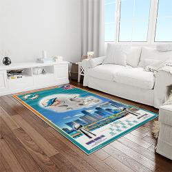nfl miami dolphins football sport team logo carpet rectangle area rug for living room home room decor gift for fans light room mdp32