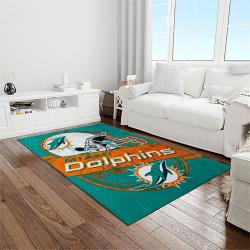nfl miami dolphins football sport team logo carpet rectangle area rug for living room home room decor gift for fans light room mdp45