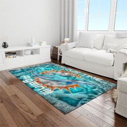 nfl miami dolphins football sport team logo carpet rectangle area rug for living room home room decor gift for fans light room mdp48