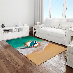 nfl miami dolphins football sport team logo carpet rectangle area rug for living room home room decor gift for fans light room mdp73