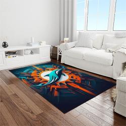 nfl miami dolphins football sport team logo carpet rectangle area rug for living room home room decor gift for fans light room mdp83