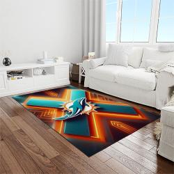 nfl miami dolphins football sport team logo carpet rectangle area rug for living room home room decor gift for fans light room mdp84
