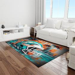 nfl miami dolphins football sport team logo carpet rectangle area rug for living room home room decor gift for fans light room mdp85