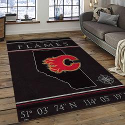 NHL Calgary Flames Rectangle Rug Personalized Non-Slip Carpet Gift For Ice Hockey Fans CAF11