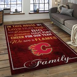 NHL Calgary Flames Rectangle Rug Personalized Non-Slip Carpet Gift For Ice Hockey Fans CAF12