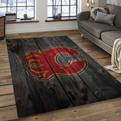 NHL Calgary Flames Rectangle Rug Personalized Non-Slip Carpet Gift For Ice Hockey Fans CAF14