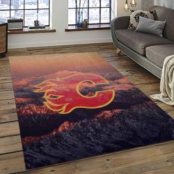 NHL Calgary Flames Rectangle Rug Personalized Non-Slip Carpet Gift For Ice Hockey Fans CAF15