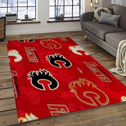 NHL Calgary Flames Rectangle Rug Personalized Non-Slip Carpet Gift For Ice Hockey Fans CAF16
