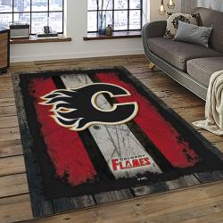 NHL Calgary Flames Rectangle Rug Personalized Non-Slip Carpet Gift For Ice Hockey Fans CAF19