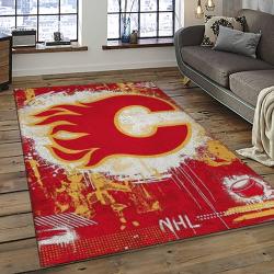 NHL Calgary Flames Rectangle Rug Personalized Non-Slip Carpet Gift For Ice Hockey Fans CAF20