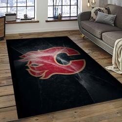 NHL Calgary Flames Rectangle Rug Personalized Non-Slip Carpet Gift For Ice Hockey Fans CAF24
