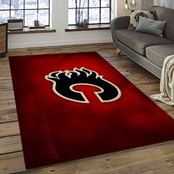 NHL Calgary Flames Rectangle Rug Personalized Non-Slip Carpet Gift For Ice Hockey Fans CAF32