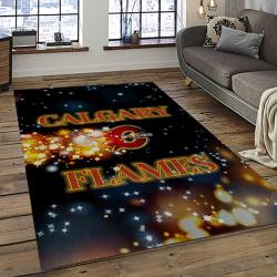NHL Calgary Flames Rectangle Rug Personalized Non-Slip Carpet Gift For Ice Hockey Fans CAF4