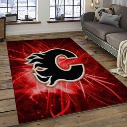 NHL Calgary Flames Rectangle Rug Personalized Non-Slip Carpet Gift For Ice Hockey Fans CAF56