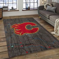 NHL Calgary Flames Rectangle Rug Personalized Non-Slip Carpet Gift For Ice Hockey Fans CAF9