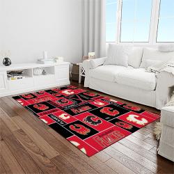 nhl calgary flames hockey sport team logo carpet rectangle area rug for living room home room decor gift for fans light room caf6