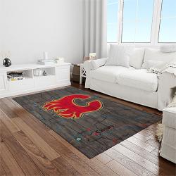 nhl calgary flames hockey sport team logo carpet rectangle area rug for living room home room decor gift for fans light room caf9