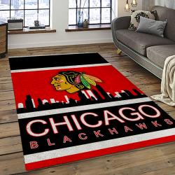 NHL Chicago Blackhawks Rectangle Rug Personalized Non-Slip Carpet Gift For Ice Hockey Fans CBL3