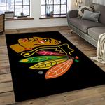 nhl chicago blackhawks hockey sport team logo carpet rectangle area rug for living room home room decor gift for fans dark room cbl31