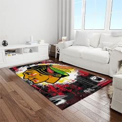 nhl chicago blackhawks hockey sport team logo carpet rectangle area rug for living room home room decor gift for fans light room cbl11