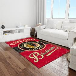 nhl chicago blackhawks hockey sport team logo carpet rectangle area rug for living room home room decor gift for fans light room cbl15