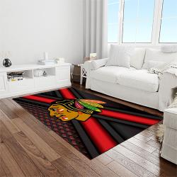 nhl chicago blackhawks hockey sport team logo carpet rectangle area rug for living room home room decor gift for fans light room cbl25