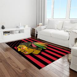 nhl chicago blackhawks hockey sport team logo carpet rectangle area rug for living room home room decor gift for fans light room cbl27