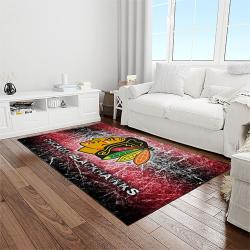 nhl chicago blackhawks hockey sport team logo carpet rectangle area rug for living room home room decor gift for fans light room cbl29
