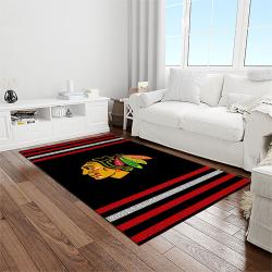nhl chicago blackhawks hockey sport team logo carpet rectangle area rug for living room home room decor gift for fans light room cbl6