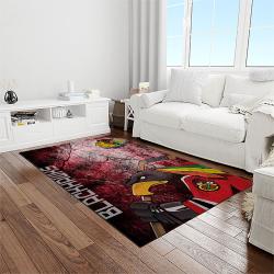 nhl chicago blackhawks hockey sport team logo carpet rectangle area rug for living room home room decor gift for fans light room cbl63