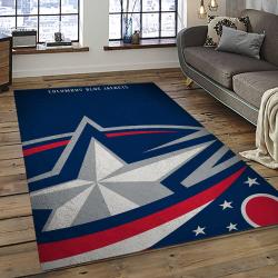NHL Columbus Blue Jackets Rectangle Rug Personalized Non-Slip Carpet Gift For Ice Hockey Fans CBJ24