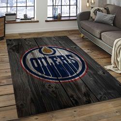 NHL Edmonton Oilers Rectangle Rug Personalized Non-Slip Carpet Gift For Ice Hockey Fans EMTO48