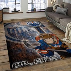 NHL Edmonton Oilers Rectangle Rug Personalized Non-Slip Carpet Gift For Ice Hockey Fans EMTO49