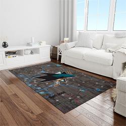 nhl san jose sharks hockey sport team logo carpet rectangle area rug for living room home room decor gift for fans light room sjs12