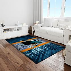 nhl san jose sharks hockey sport team logo carpet rectangle area rug for living room home room decor gift for fans light room sjs13