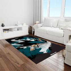nhl san jose sharks hockey sport team logo carpet rectangle area rug for living room home room decor gift for fans light room sjs25