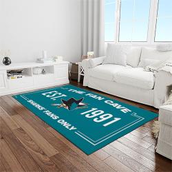 nhl san jose sharks hockey sport team logo carpet rectangle area rug for living room home room decor gift for fans light room sjs5