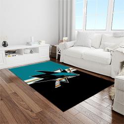 nhl san jose sharks hockey sport team logo carpet rectangle area rug for living room home room decor gift for fans light room sjs57