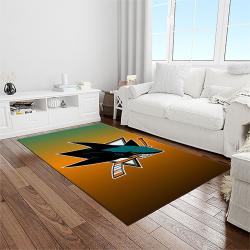nhl san jose sharks hockey sport team logo carpet rectangle area rug for living room home room decor gift for fans light room sjs58