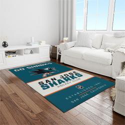 nhl san jose sharks hockey sport team logo carpet rectangle area rug for living room home room decor gift for fans light room sjs6