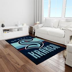 nhl seattle kraken hockey sport team logo carpet rectangle area rug for living room home room decor gift for fans light room stk21
