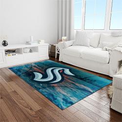 nhl seattle kraken hockey sport team logo carpet rectangle area rug for living room home room decor gift for fans light room stk4