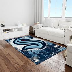 nhl seattle kraken hockey sport team logo carpet rectangle area rug for living room home room decor gift for fans light room stk9