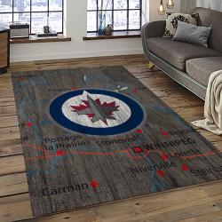 NHL Winnipeg Jets Hockey Sport Team Logo Carpet Rectangle Area Rug For Living Room Home Room Decor Gift For Fans WPJ14