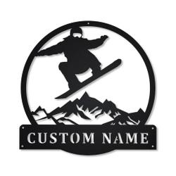 Snowboarding Metal Wall Art Personalized Metal Name Signs Home Decor Sport Lovers Gifts