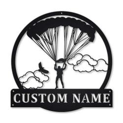 Parachuting Skydiving Metal Wall Art Personalized Metal Name Signs Home Decor Sport Lovers Gifts