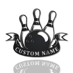 Bowling Metal Wall Art Personalized Metal Name Signs Home Decor Sport Lovers Gifts