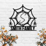 61435 halloween spiderweb metal sign custom family name signs halloween decoration for home 0