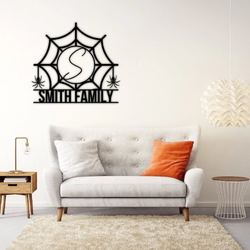61435 halloween spiderweb metal sign custom family name signs halloween decoration for home 2