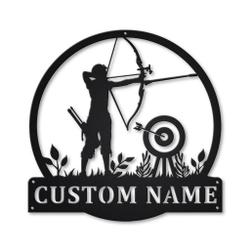 Archery Sport Metal Wall Art Personalized Metal Name Signs Home Decor Sport Lovers Gifts